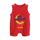 Eid Mubarak Crescent Moon Personalized Kids Romper Suit - RED - 0 - 5 Months Old (Chest 18")