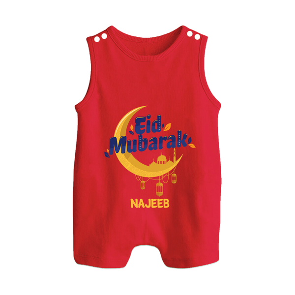 Eid Mubarak Crescent Moon Personalized Kids Romper Suit - RED - 0 - 5 Months Old (Chest 18")