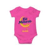 Eid Mubarak Crescent Moon Personalized Kids Romper - HOT PINK - New Born (Chest 14")