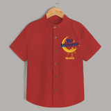 Eid Mubarak Crescent Moon Personalized Kids Shirt - RED - 0 - 6 Months Old (Chest 23")