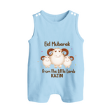 Eid Mubarak Little Lamb Personalized Romper Suit - BABY BLUE - 0 - 5 Months Old (Chest 18")