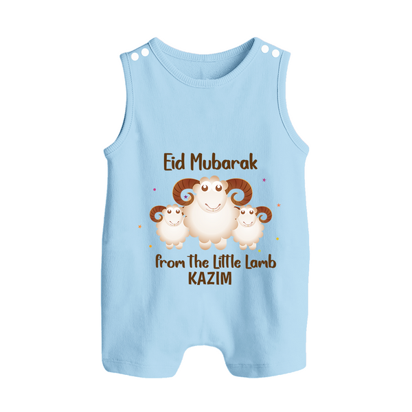 Eid Mubarak Little Lamb Personalized Romper Suit - BABY BLUE - 0 - 5 Months Old (Chest 18")