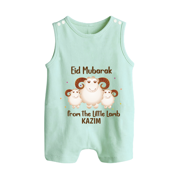 Eid Mubarak Little Lamb Personalized Romper Suit - MINT GREEN - 0 - 5 Months Old (Chest 18")