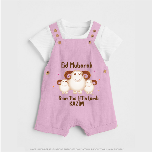 Eid Mubarak Little Lamb Personalized Dungaree - BABY PINK - 0 - 5 Months Old (Chest 18")
