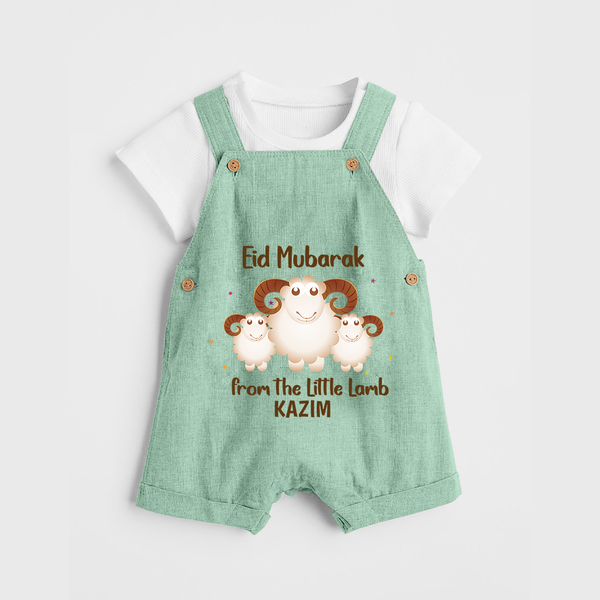 Eid Mubarak Little Lamb Personalized Dungaree - MINT GREEN - 0 - 5 Months Old (Chest 18")