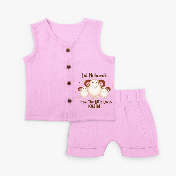 Eid Mubarak Little Lamb Personalized Jabla Set - BABY PINK - 0 - 3 Months Old (Chest 9.8")