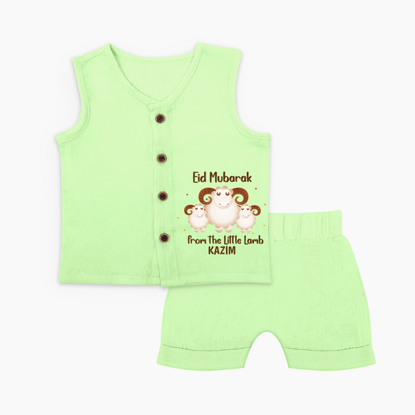 Eid Mubarak Little Lamb Personalized Jabla Set - PASTEL GREEN - 0 - 3 Months Old (Chest 9.8")
