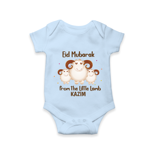 Eid Mubarak Little Lamb Personalized Romper - BABY BLUE - New Born (Chest 14")