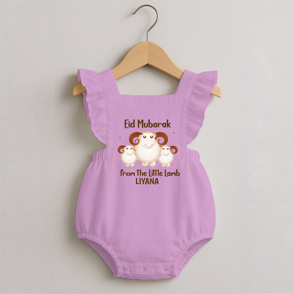 Eid Mubarak Little Lamb Personalized Romper frock - BABY PINK - 0 - 3 Months Old (Chest 19")