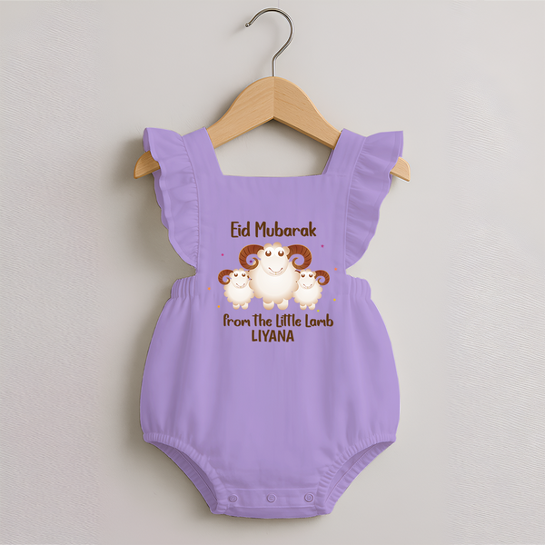 Eid Mubarak Little Lamb Personalized Romper frock - LILAC - 0 - 3 Months Old (Chest 19")