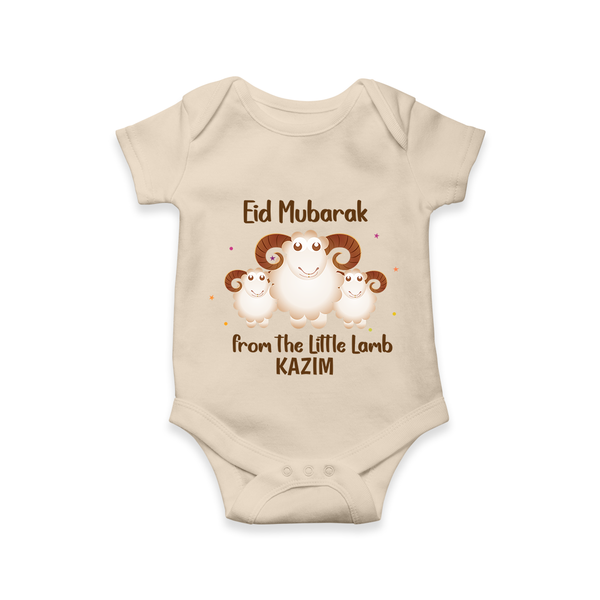 Eid Mubarak Little Lamb Personalized Romper - IVORY - New Born (Chest 14")