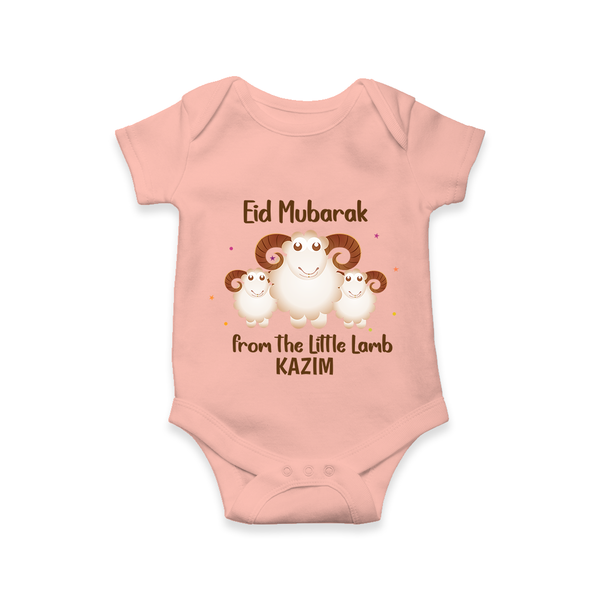 Eid Mubarak Little Lamb Personalized Romper - PEACH - New Born (Chest 14")