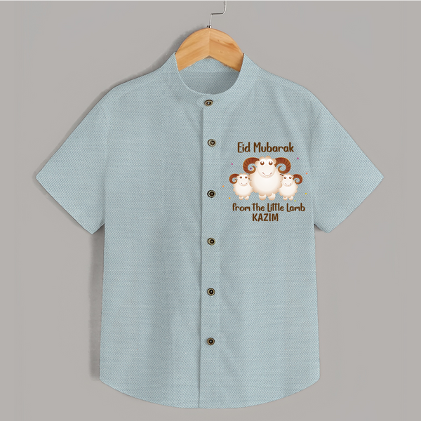 Eid Mubarak Little Lamb Personalized Shirt - ARCTIC BLUE - 0 - 6 Months Old (Chest 23")