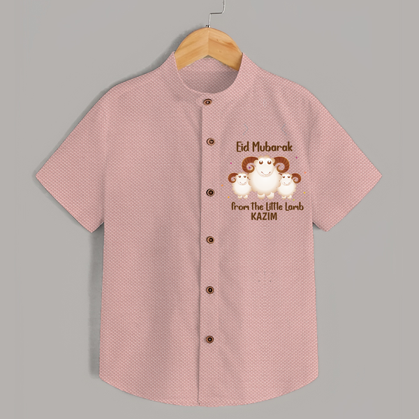 Eid Mubarak Little Lamb Personalized Shirt - PEACH - 0 - 6 Months Old (Chest 23")