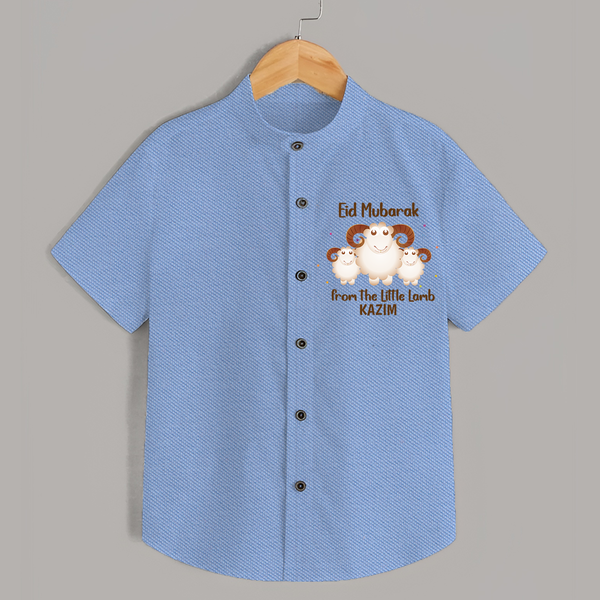 Eid Mubarak Little Lamb Personalized Shirt - SKY BLUE - 0 - 6 Months Old (Chest 23")