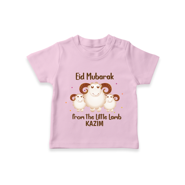 Eid Mubarak Little Lamb Personalized T-Shirt - BABY PINK - 0-5 Months Old (Chest 17")