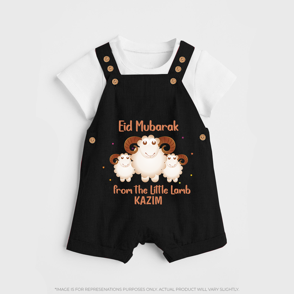 Eid Mubarak Little Lamb Personalized Dungaree - BLACK - 0 - 5 Months Old (Chest 18")
