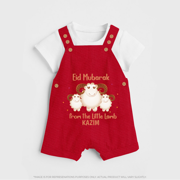 Eid Mubarak Little Lamb Personalized Dungaree - RED - 0 - 5 Months Old (Chest 18")