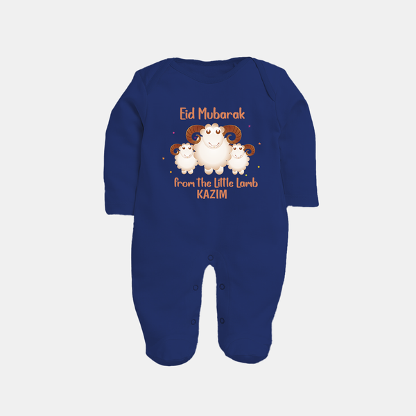 Eid Mubarak Little Lamb Personalized Fullbody suit - NAVY BLUE - New Born (Chest 7.5")