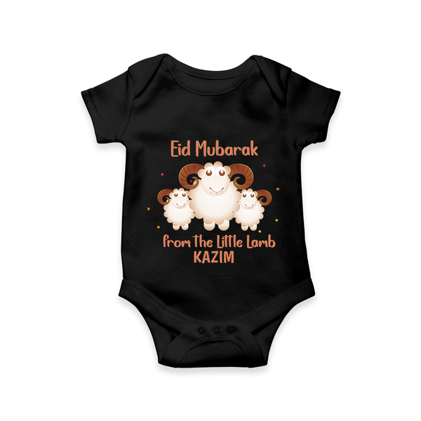 Eid Mubarak Little Lamb Personalized Romper - BLACK - New Born (Chest 14")
