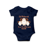 Eid Mubarak Little Lamb Personalized Romper - NAVY BLUE - New Born (Chest 14")
