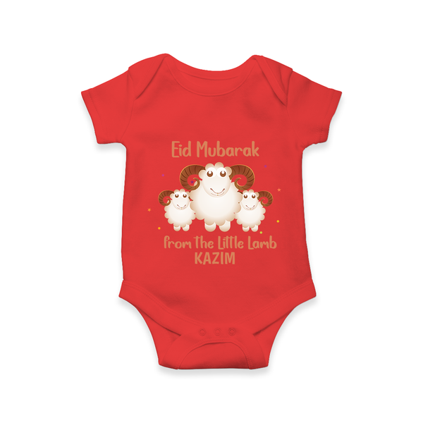 Eid Mubarak Little Lamb Personalized Romper - RED - New Born (Chest 14")
