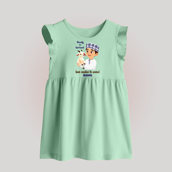 Ready for Qurbani Cute Boy Personalized Kids Baby frock - MINT GREEN - 0 - 3 Months Old (Chest 17")