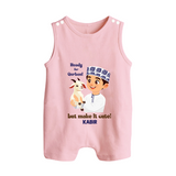 Ready for Qurbani Cute Boy Personalized Kids Romper Suit - BABY PINK - 0 - 5 Months Old (Chest 18")