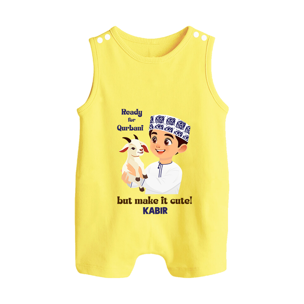 Ready for Qurbani Cute Boy Personalized Kids Romper Suit - PASTEL YELLOW - 0 - 5 Months Old (Chest 18")