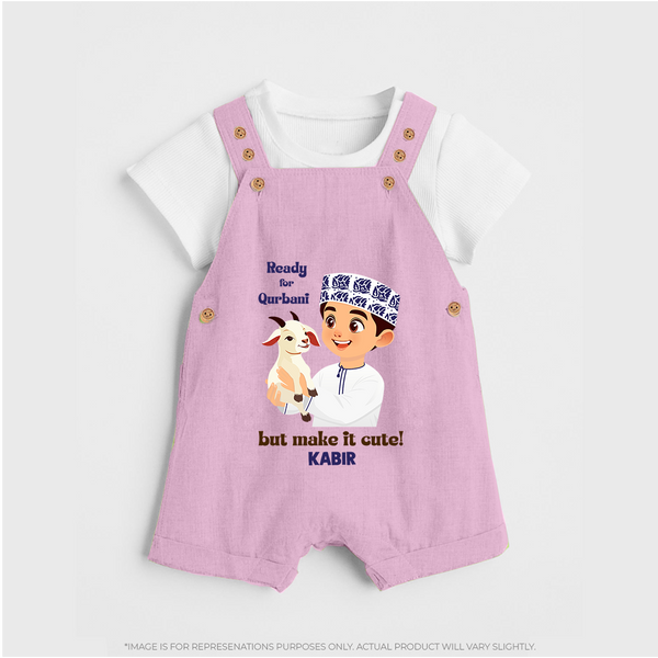 Ready for Qurbani Cute Boy Personalized Kids Dungaree - BABY PINK - 0 - 5 Months Old (Chest 18")
