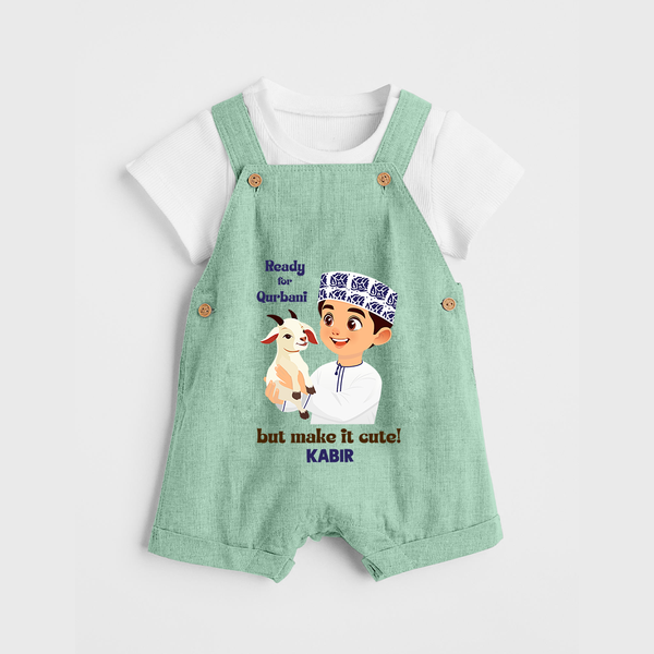Ready for Qurbani Cute Boy Personalized Kids Dungaree - MINT GREEN - 0 - 5 Months Old (Chest 18")