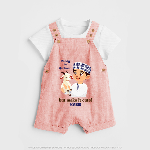 Ready for Qurbani Cute Boy Personalized Kids Dungaree - PEACH - 0 - 5 Months Old (Chest 18")