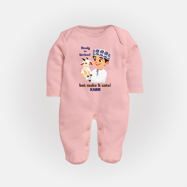 Ready for Qurbani Cute Boy Personalized Kids Fullbody suit - BABY PINK - New Born (Chest 7.5")