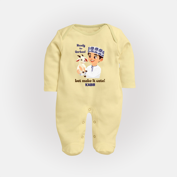 Ready for Qurbani Cute Boy Personalized Kids Fullbody suit - PASTEL YELLOW - New Born (Chest 7.5")