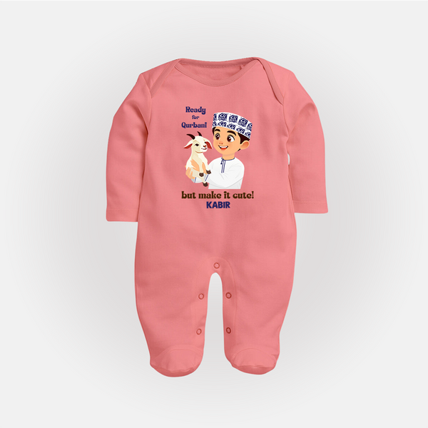 Ready for Qurbani Cute Boy Personalized Kids Fullbody suit - PEACH - New Born (Chest 7.5")