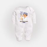 Ready for Qurbani Cute Boy Personalized Kids Fullbody suit - WHITE - New Born (Chest 7.5")