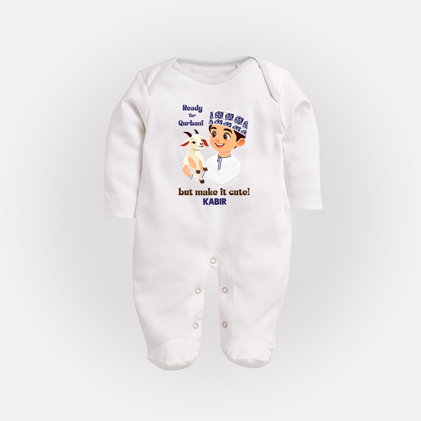 Ready for Qurbani Cute Boy Personalized Kids Fullbody suit - WHITE - New Born (Chest 7.5")