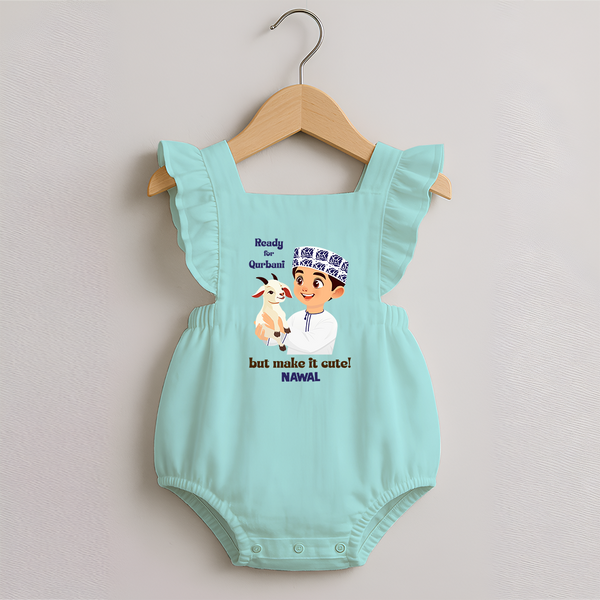 Ready for Qurbani Cute Boy Personalized Kids Romper frock - MINT GREEN - 0 - 3 Months Old (Chest 19")
