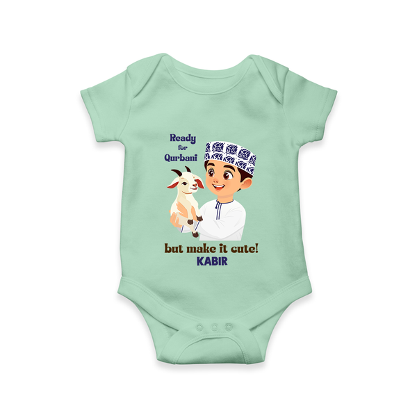 Ready for Qurbani Cute Boy Personalized Kids Romper - MINT GREEN - New Born (Chest 14")