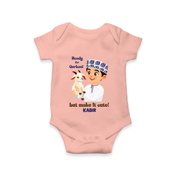 Ready for Qurbani Cute Boy Personalized Kids Romper - PEACH - New Born (Chest 14")