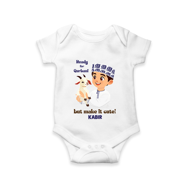 Ready for Qurbani Cute Boy Personalized Kids Romper - WHITE - New Born (Chest 14")