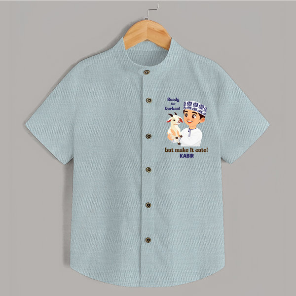 Ready for Qurbani Cute Boy Personalized Kids Shirt - ARCTIC BLUE - 0 - 6 Months Old (Chest 23")