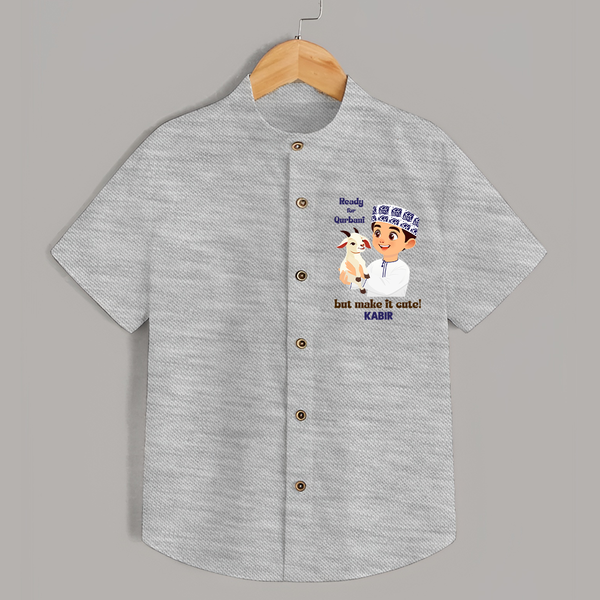 Ready for Qurbani Cute Boy Personalized Kids Shirt - GREY - 0 - 6 Months Old (Chest 23")