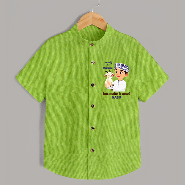 Ready for Qurbani Cute Boy Personalized Kids Shirt - LIME GREEN - 0 - 6 Months Old (Chest 23")
