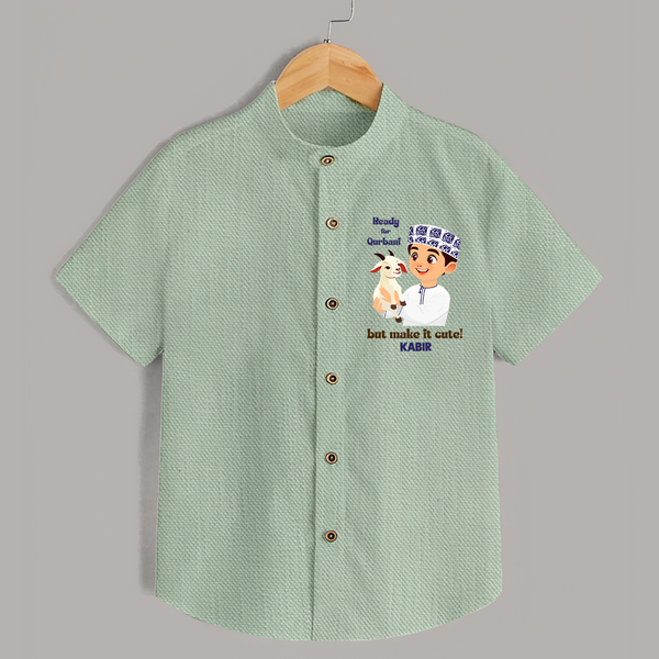 Ready for Qurbani Cute Boy Personalized Kids Shirt - MINT GREEN - 0 - 6 Months Old (Chest 23")