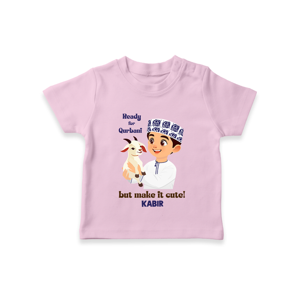 Ready for Qurbani Cute Boy Personalized Kids T-Shirt - BABY PINK - 0-5 Months Old (Chest 17")
