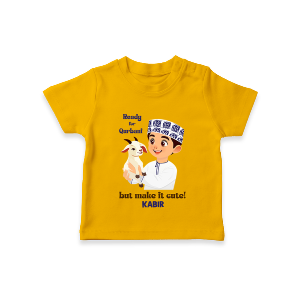 Ready for Qurbani Cute Boy Personalized Kids T-Shirt - CHROME YELLOW - 0-5 Months Old (Chest 17")
