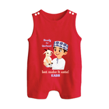 Ready for Qurbani Cute Boy Personalized Kids Romper Suit - RED - 0 - 5 Months Old (Chest 18")