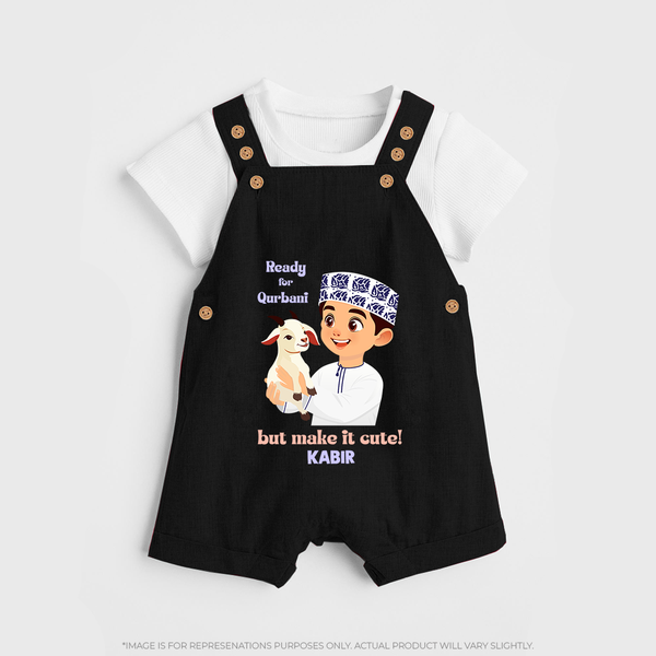 Ready for Qurbani Cute Boy Personalized Kids Dungaree - BLACK - 0 - 5 Months Old (Chest 18")