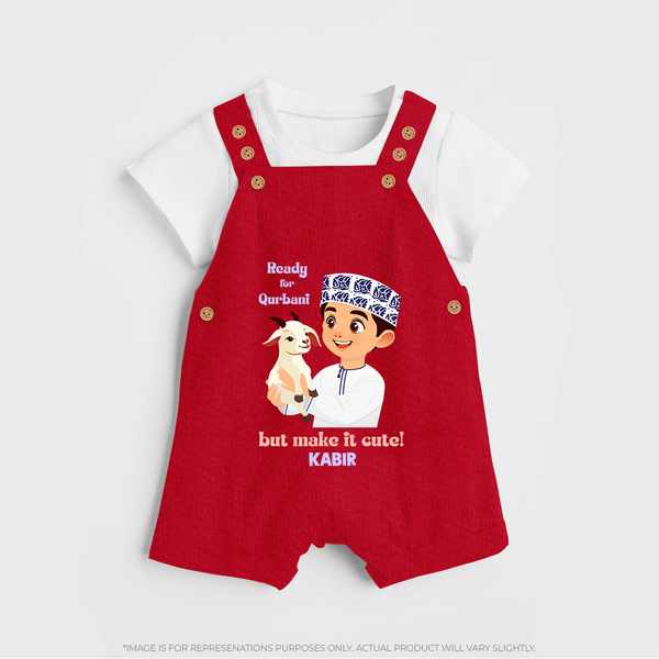 Ready for Qurbani Cute Boy Personalized Kids Dungaree - RED - 0 - 5 Months Old (Chest 18")